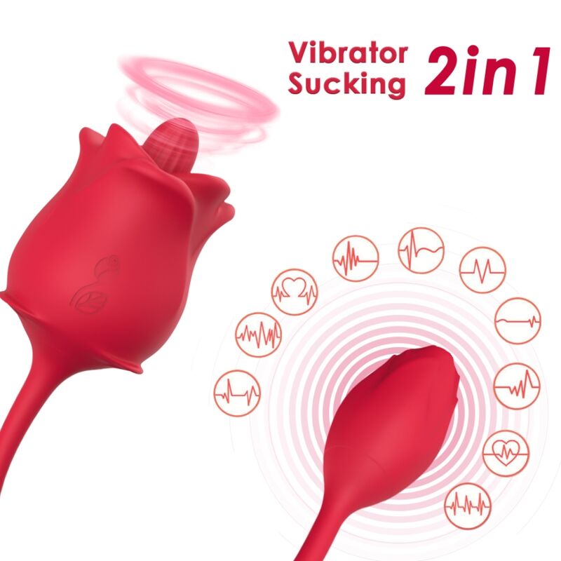 ARMONY - STIMOLATORE E VIBRATORE ROSA 2 IN 1 CON ASPIRAZIONE E CODA ROSSA 10 MODALITÀ – Stimolatore d'aria con vibrazione