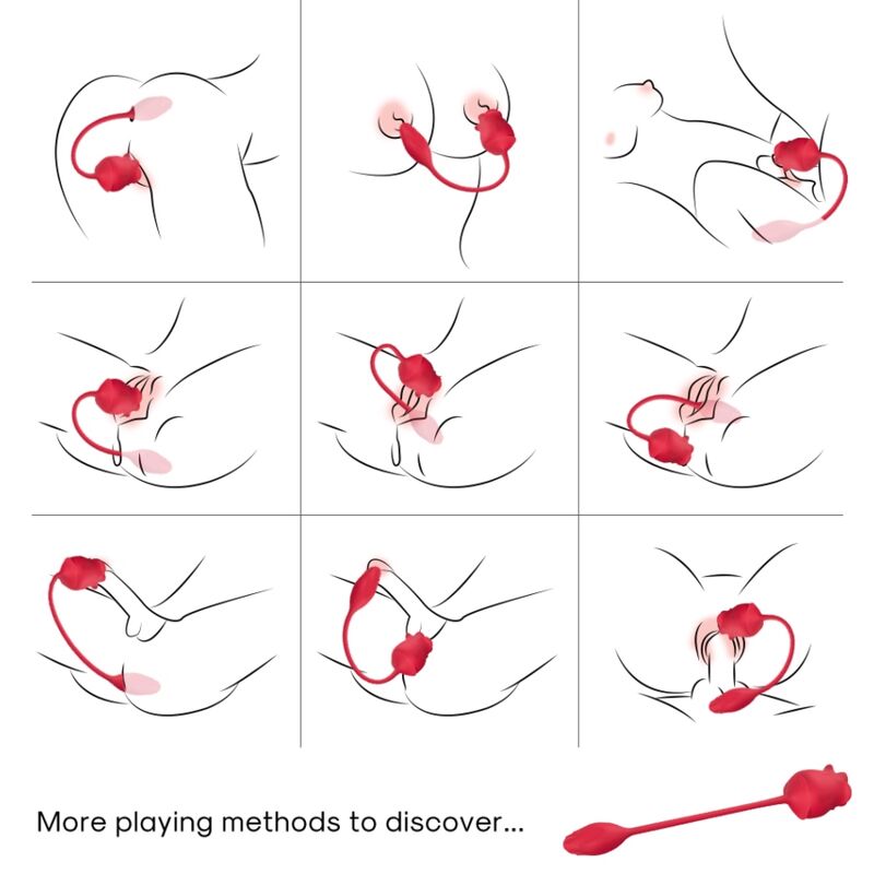 ARMONY - STIMOLATORE E VIBRATORE ROSA 2 IN 1 CON ASPIRAZIONE E CODA ROSSA 10 MODALITÀ – Stimolatore d'aria con vibrazione – foto 2