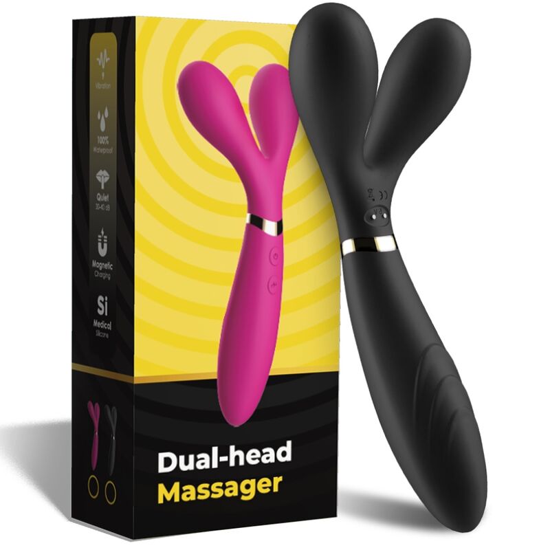 ARMONY - MASSAGGIATORE E VIBRATORE Y-WAND DOPPIA TESTA NERO – Per il clitoride – foto 5