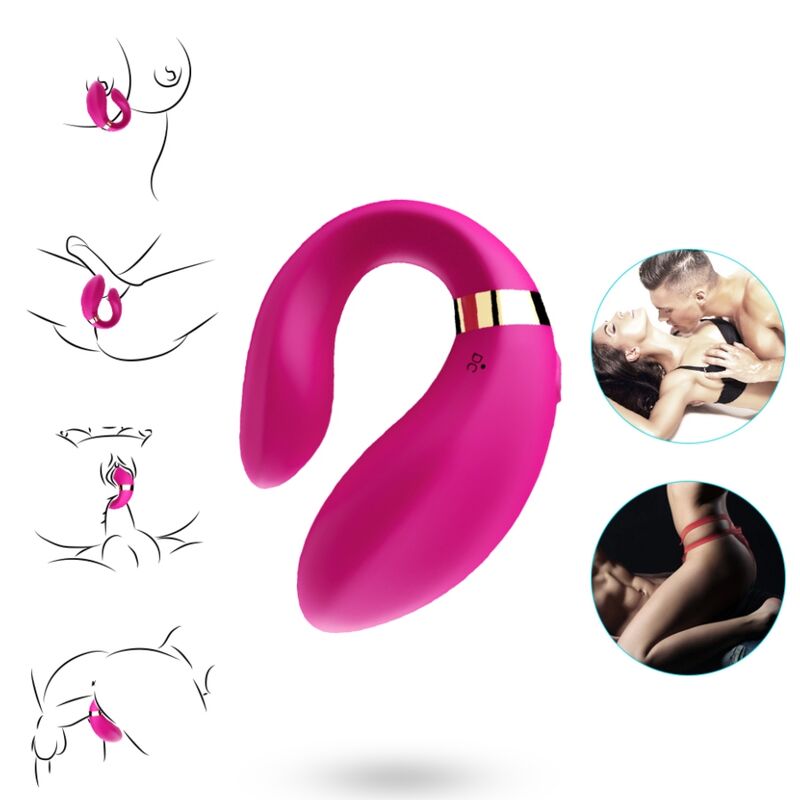ARMONY - VIBRATORE A MEZZALUNA PER COPPIA TELECOMANDO FUCSIA – Vibratore per coppie UD – foto 2