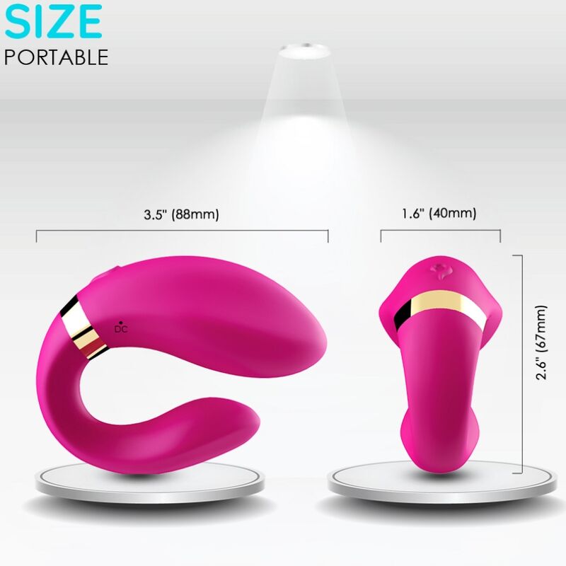 ARMONY - VIBRATORE A MEZZALUNA PER COPPIA TELECOMANDO FUCSIA – Vibratore per coppie UD – foto 3