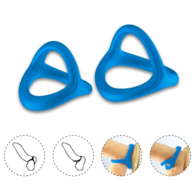 ARMONY - ANELLO TRESOR DOPPIO IN SILICONE BLU – Cockring senza vibrazione – foto 3