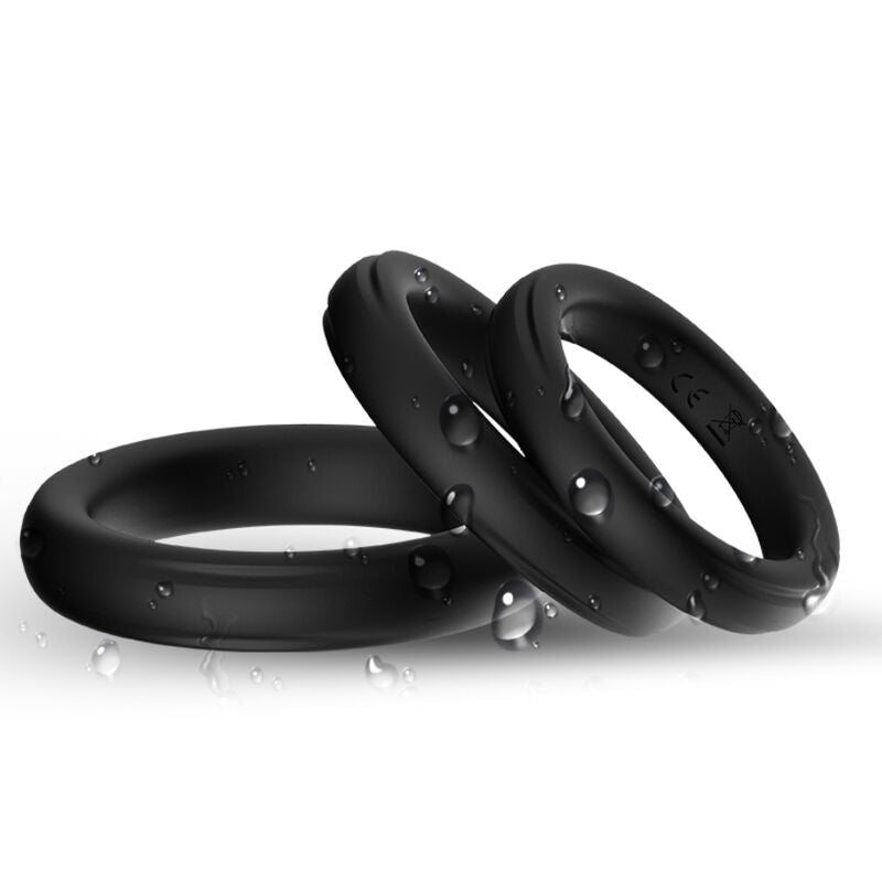 ARMONY - ANELLO TRIPLO IN SILICONE NERO – Cockring senza vibrazione – foto 2