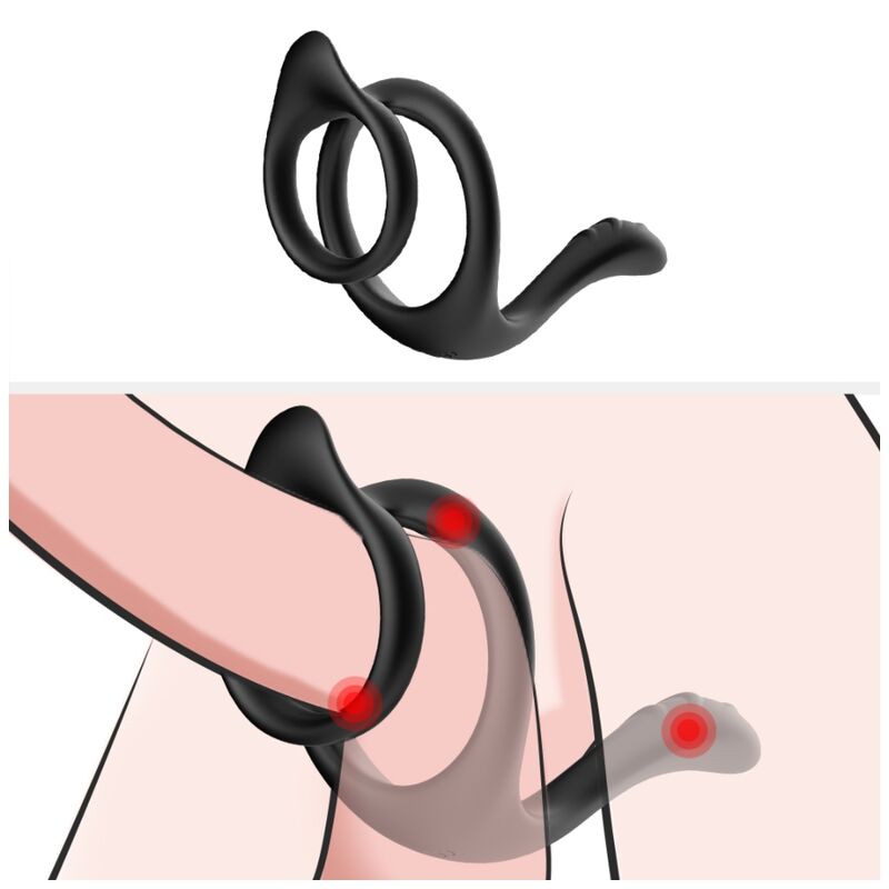 ARMONY - ANELLO ANALE DOPPIO CODA NERO – Cockring senza vibrazione – foto 3