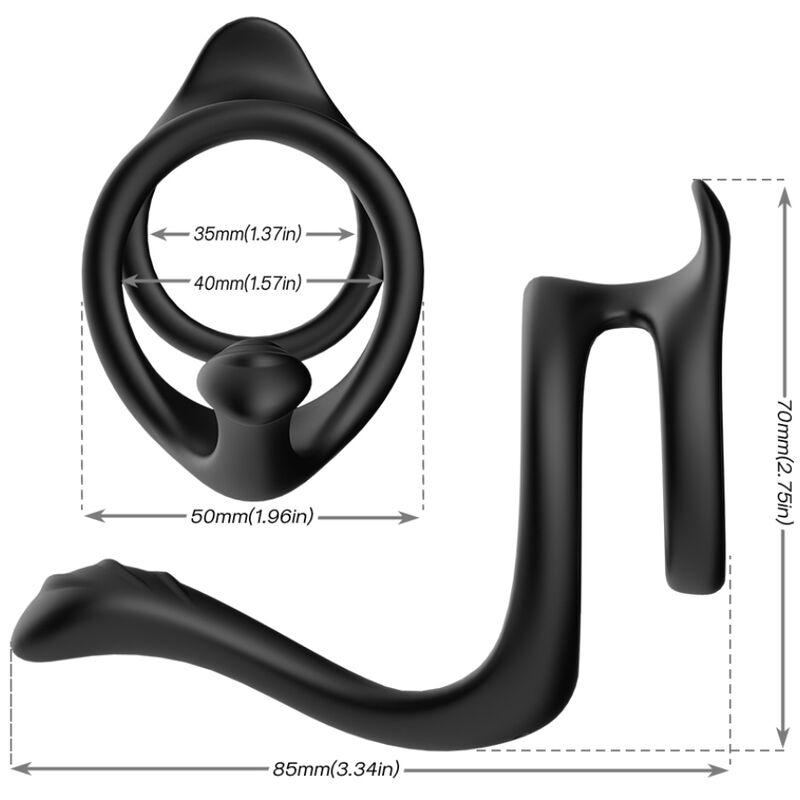 ARMONY - ANELLO ANALE DOPPIO CODA NERO – Cockring senza vibrazione – foto 2