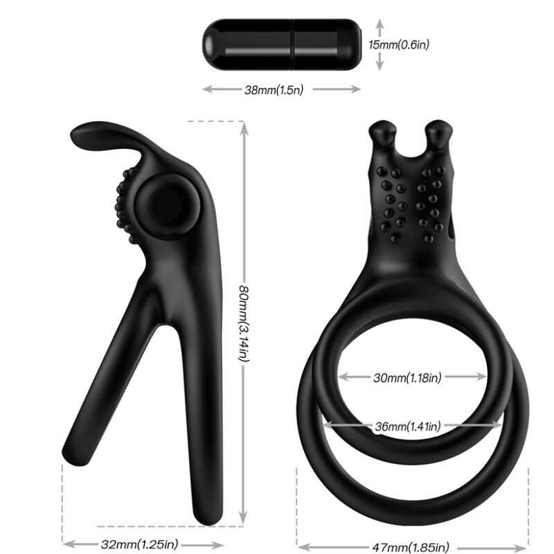 ARMONY - ANELLO VIBRATORE DOPPIO TRAVELLER PER COPPIA RABBIT BLACK – Cockring con vibrazione – foto 3