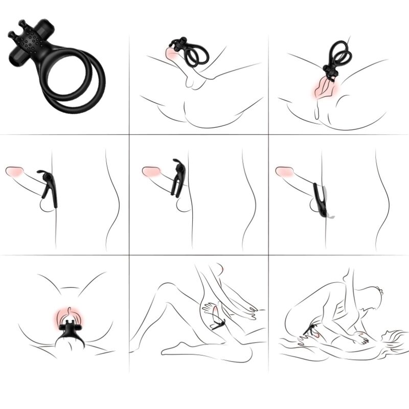 ARMONY - ANELLO VIBRATORE DOPPIO TRAVELLER PER COPPIA RABBIT BLACK – Cockring con vibrazione – foto 4