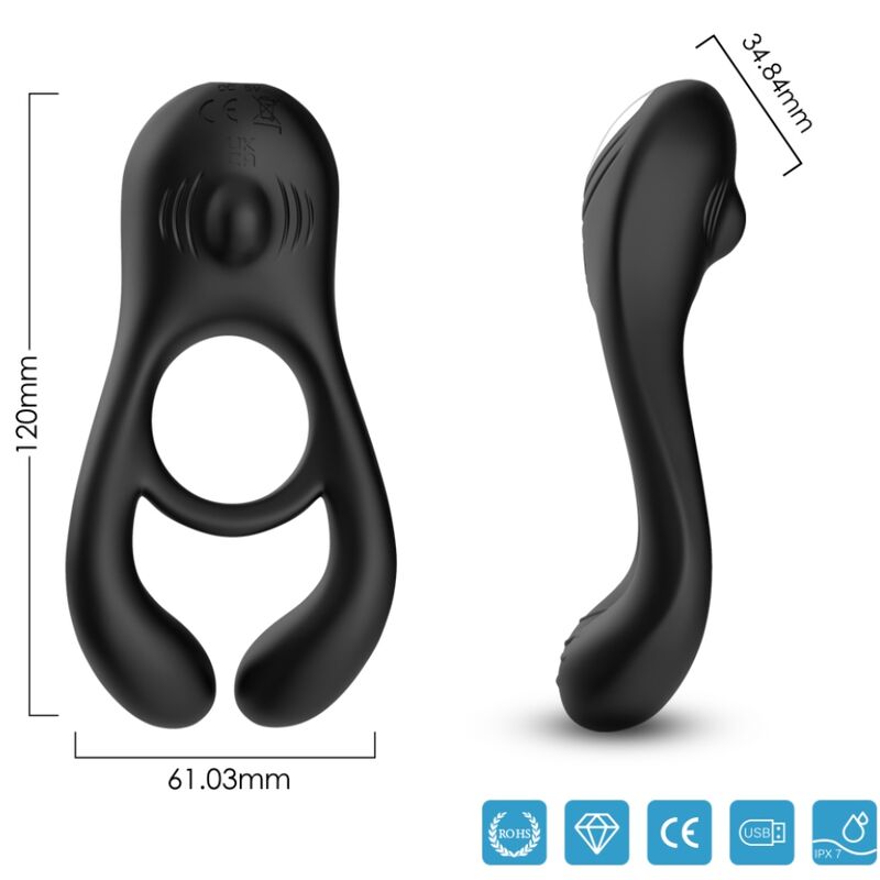 ARMONY - VEYRON DOPPIO ANELLO VIBRATORE GIOCATTOLO PER COPPIA TELECOMANDO NERO – Cockring con vibrazione – foto 3