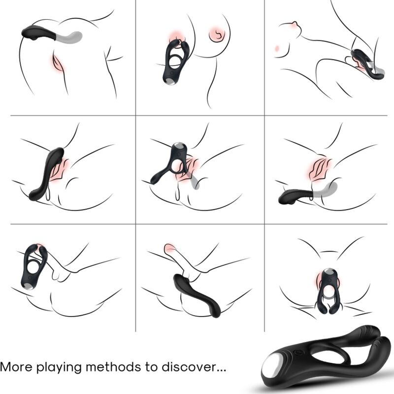 ARMONY - ANELLO VIBRATORE DOPPIO VEYRON GIOCATTOLO PER COPPIA NERO – Cockring con vibrazione – foto 2