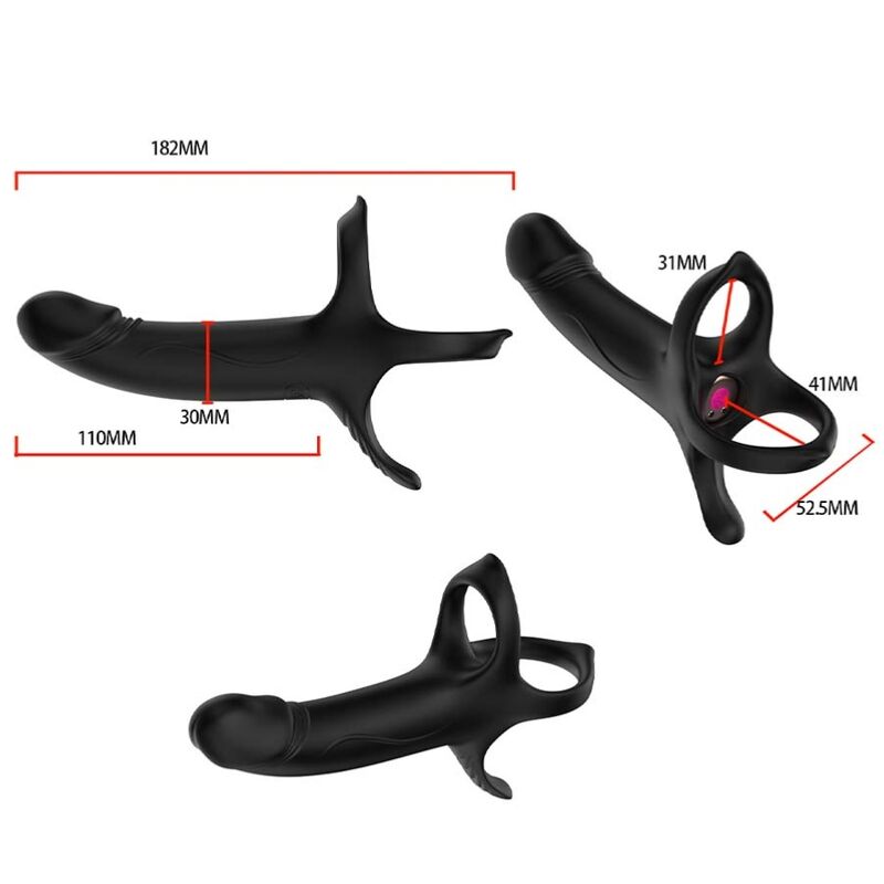 ARMONY - DILDO CON ANELLO E VIBRATORE TELECOMANDO NERO – Cockring con vibrazione – foto 3