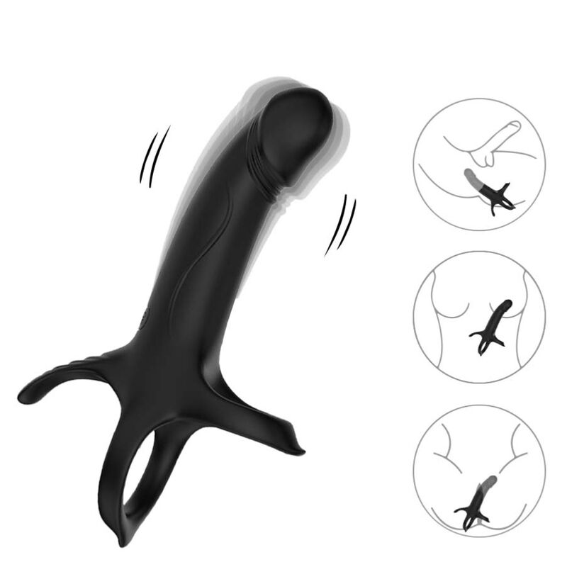 ARMONY - DILDO CON ANELLO E VIBRATORE TELECOMANDO NERO – Cockring con vibrazione – foto 2