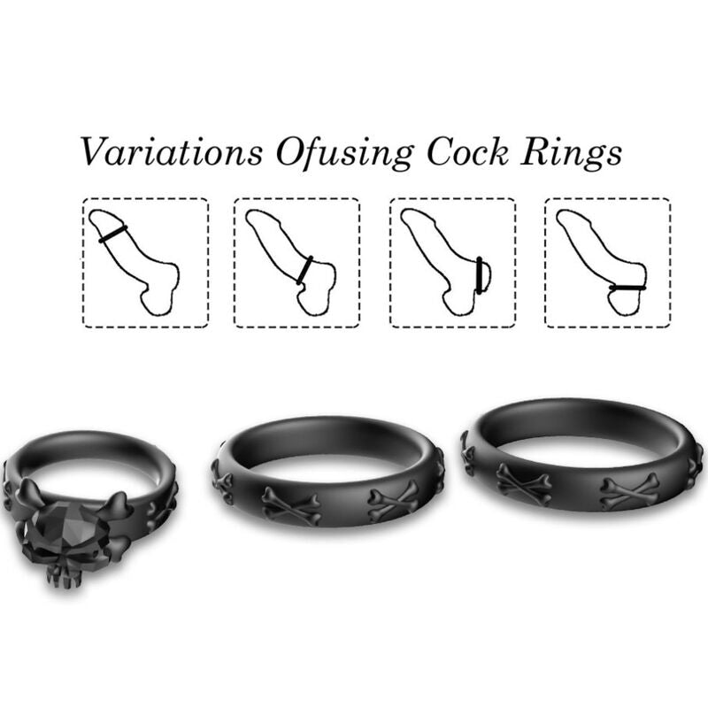 ARMONY - ANELLI CALAVERA SILICONE NERO – Cockring senza vibrazione – foto 3