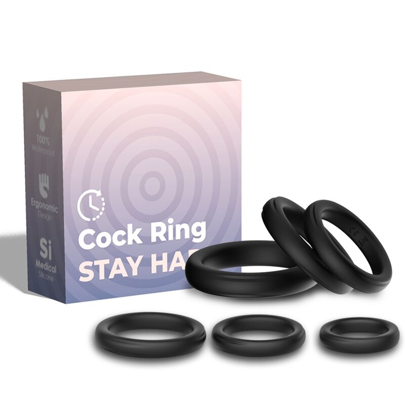ARMONY - ANELLI DI CHIUSURA IN SILICONE NERO – Cockring senza vibrazione