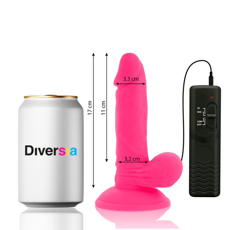 DIVERSIA - DILDO VIBRANTE FLESSIBILE ROSA 17 CM -O- 3.3 CM – Dildo strapon – foto 3