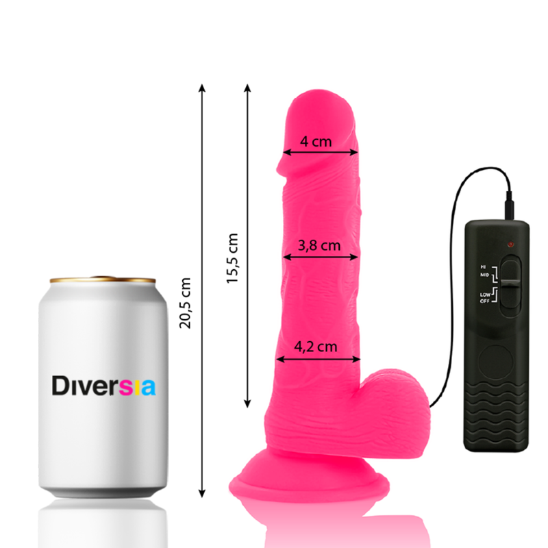 DIVERSIA - DILDO VIBRANTE FLESSIBILE ROSA 20.5 CM -O- 4.2 CM – Dildo strapon – foto 3