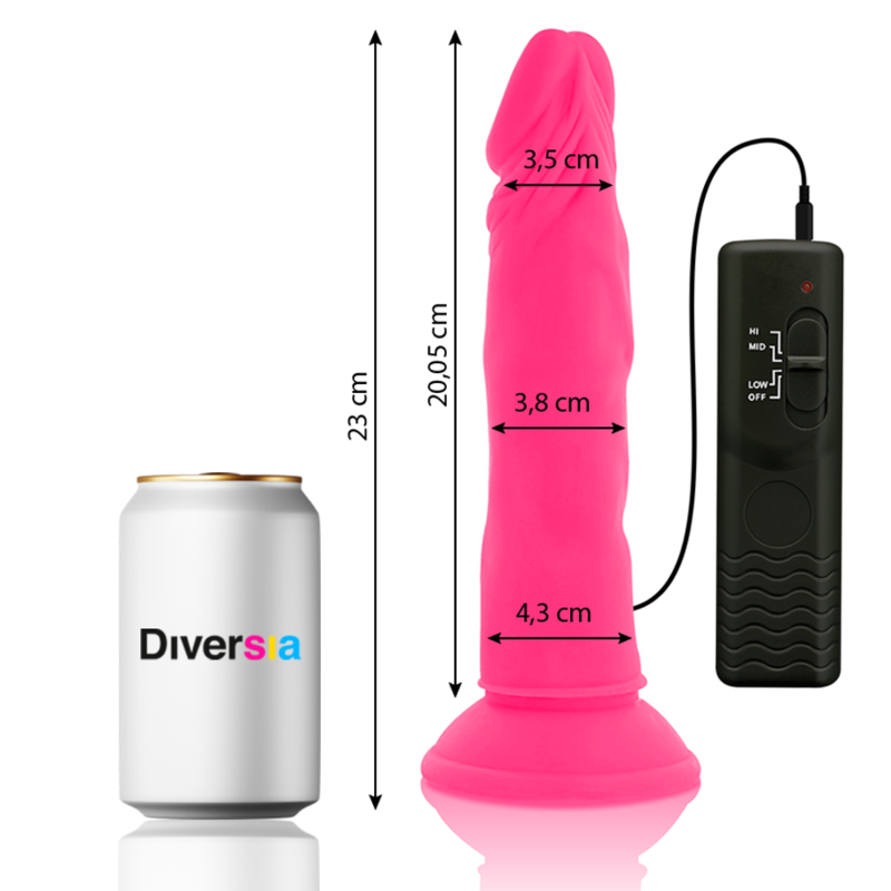 DIVERSIA - DILDO FLESSIBILE CON VIBRAZIONE ROSA 23 CM -O- 4.3 CM – Dildo strapon – foto 3