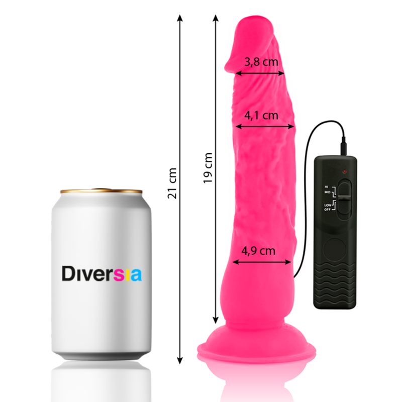 DIVERSIA - DILDO VIBRANTE FLESSIBILE ROSA 21 CM -O- 4.9 CM – Dildo strapon – foto 3