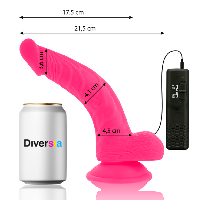 DIVERSIA - DILDO VIBRANTE FLESSIBILE ROSA 21.5 CM -O- 4.5 CM – Dildo con punto G – foto 3