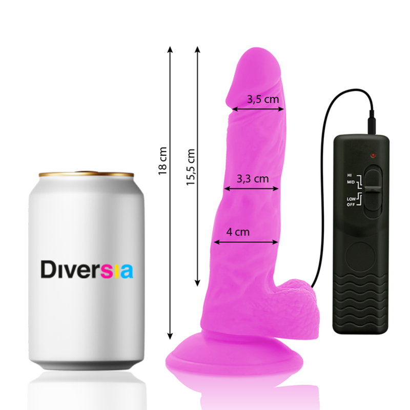 DIVERSIA - DILDO VIBRANTE FLESSIBILE VIOLA 18 CM -O- 4 CM – Dildo strapon – foto 3
