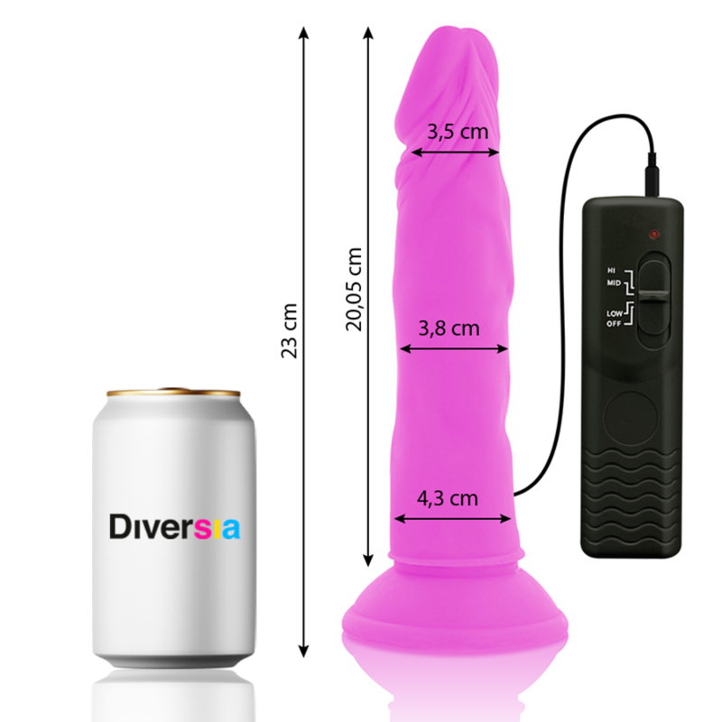 DIVERSIA - DILDO VIBRANTE FLESSIBILE VIOLA 23 CM -O- 4.3 CM – Dildo strapon – foto 3