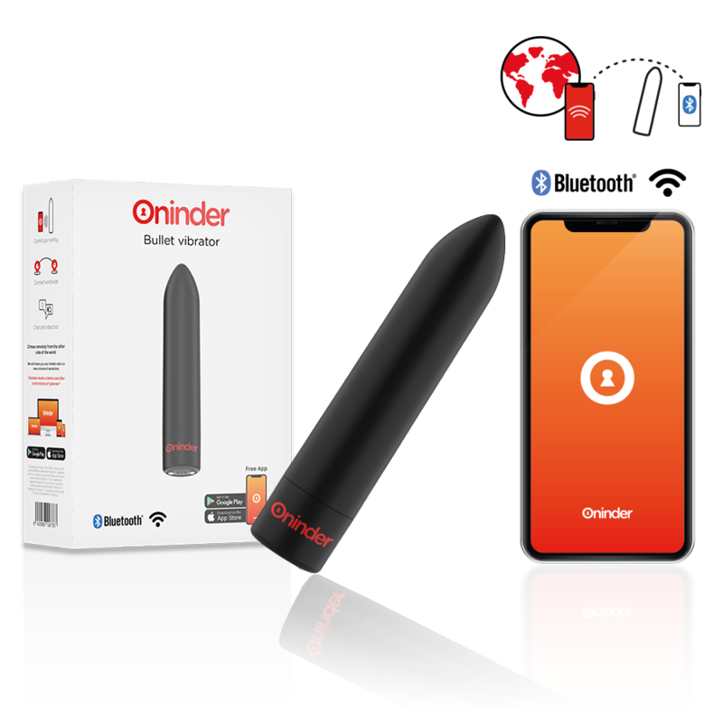 ONINDER - BERLIN VIBRATORE BULLET NERO 9 MODALITÀ 8,5 X 2 CM - APP GRATUITA – Proiettili vibranti