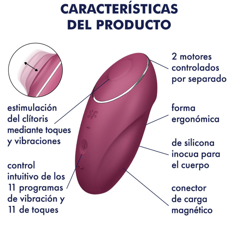 SATISFYER - TAP & CLIMAX 1 VIBRATORE LAY-ON ROSSO – Vibratori clitoridei da posare – foto 5