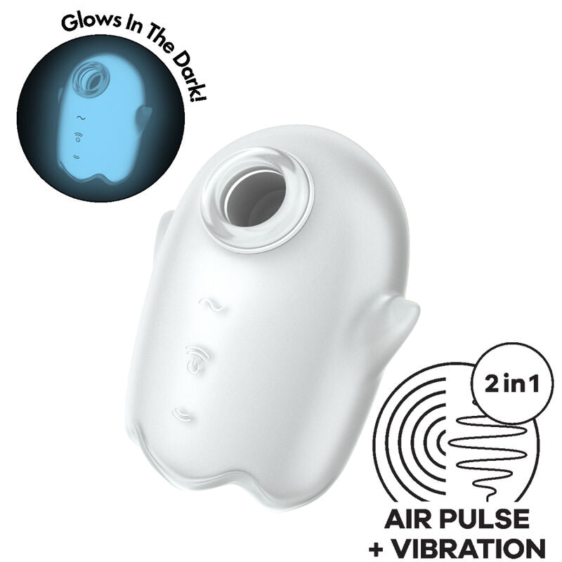 SATISFYER - GHOST AIR PULSE & VIBRATORE BIANCO – Stimolatore d'aria con vibrazione