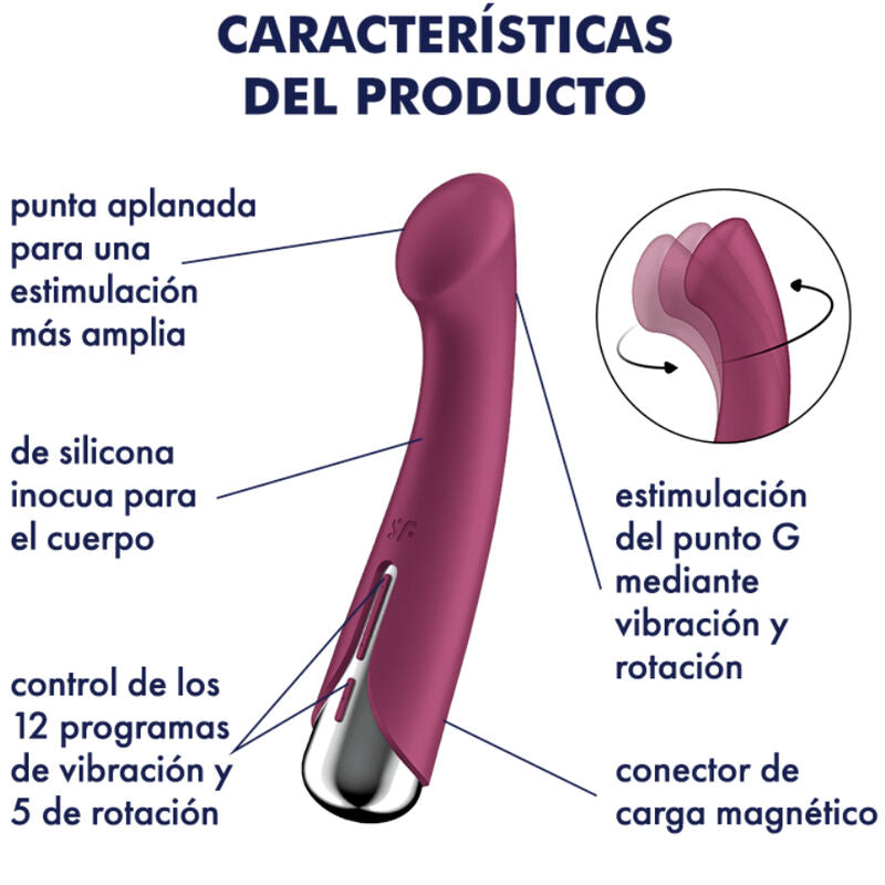 SATISFYER - SPINNING G-SPORT 1 VIBRATORE ROTATORE ROSSO – Vibratori a punto G – foto 5
