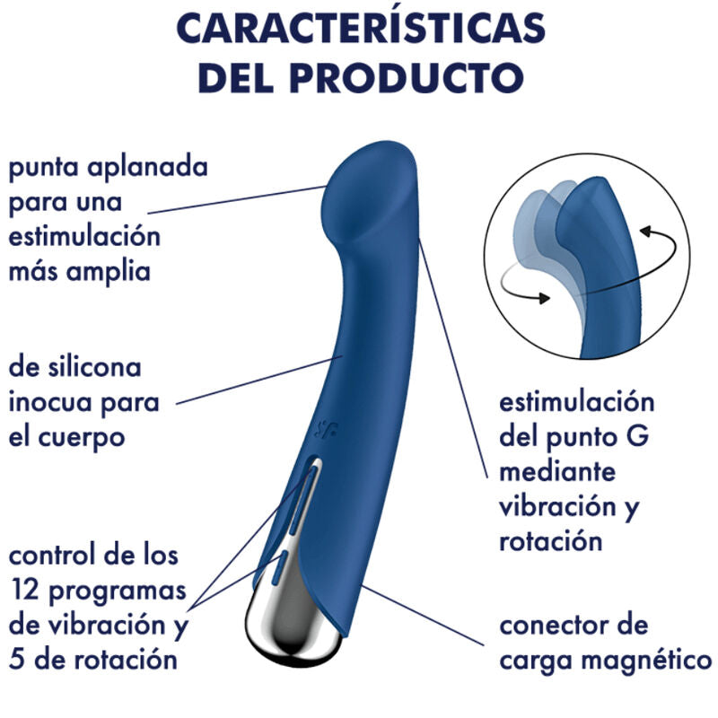 SATISFYER - SPINNING G-SPORT 1 VIBRATORE ROTATORE BLU – Vibratori a punto G – foto 5