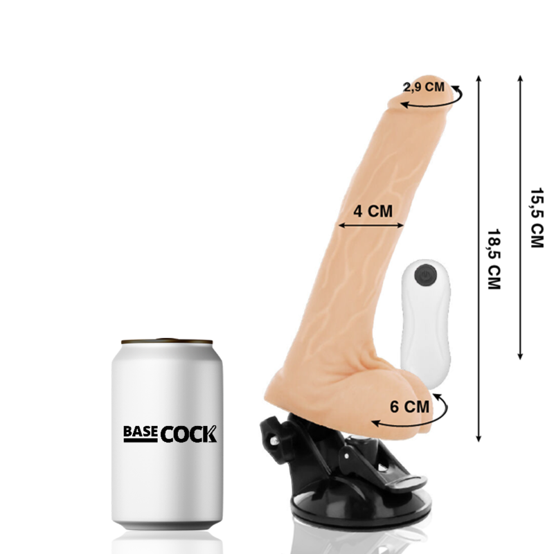 BASECOCK - VIBRATORE ARTICOLABILE TELECOMANDO NATURALE 18.5 CM -O- 4 CM – Telecomando – foto 2