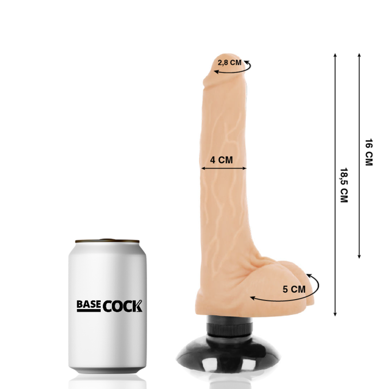 BASECOCK - VIBRATORE REALISTICO 2-1 NATURALE 18.5 CM -O- 4 CM – Vibratori realistici – foto 2