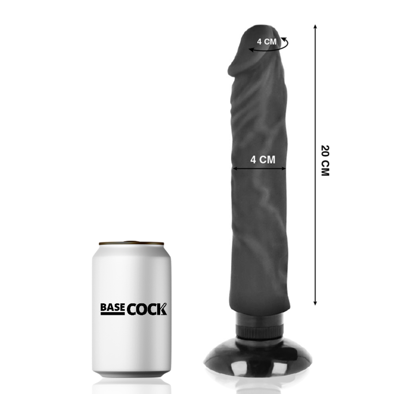 BASECOCK - VIBRATORE REALISTICO 2-1 NERO 20 CM -O- 4 CM – Vibratori realistici – foto 2