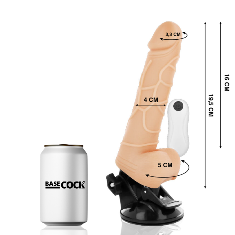 BASECOCK - VIBRATORE REALISTICO TELECOMANDO NATURALE CON TESTICOLI 19.5 CM -O- 4 CM – Telecomando – foto 2