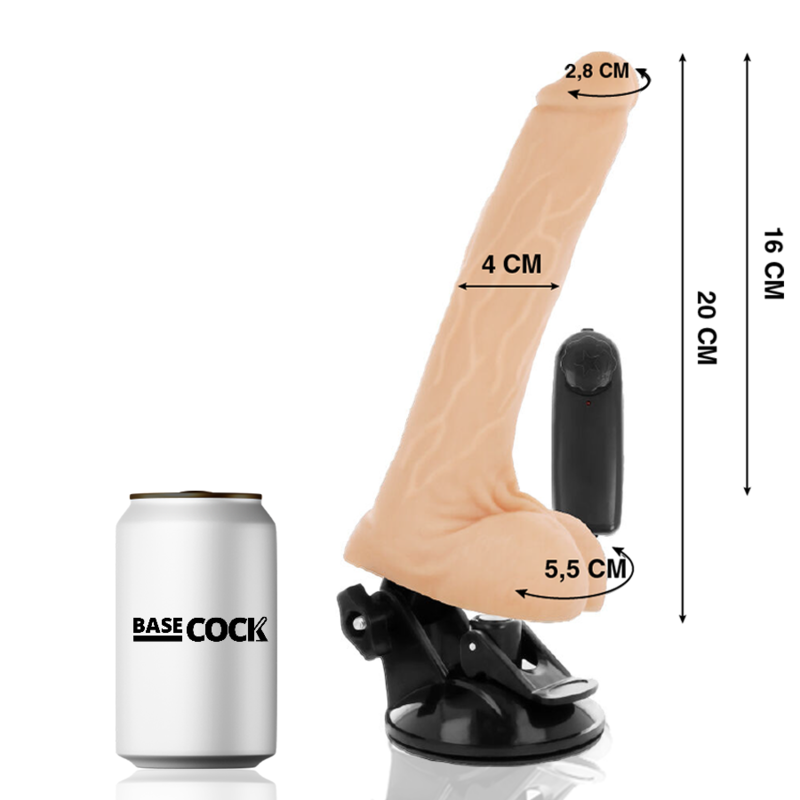 BASECOCK - VIBRATORE TELECOMANDO NATURALE REALISTICO CON TESTICOLI 20 CM -O- 4 CM – Telecomando – foto 2