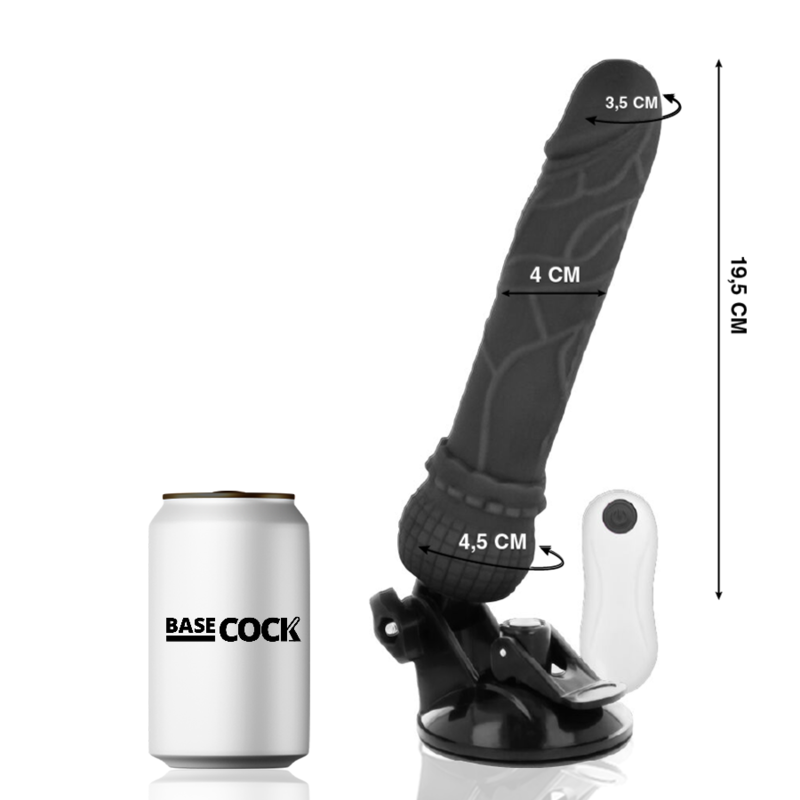 BASECOCK - VIBRATORE REALISTICO TELECOMANDO NERO 19.5 CM -O- 4 CM – Telecomando – foto 2