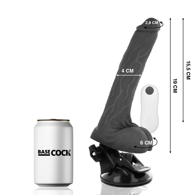 BASECOCK - VIBRATORE REALISTICO TELECOMANDO NERO 19 CM -O- 4 CM – Telecomando – foto 2