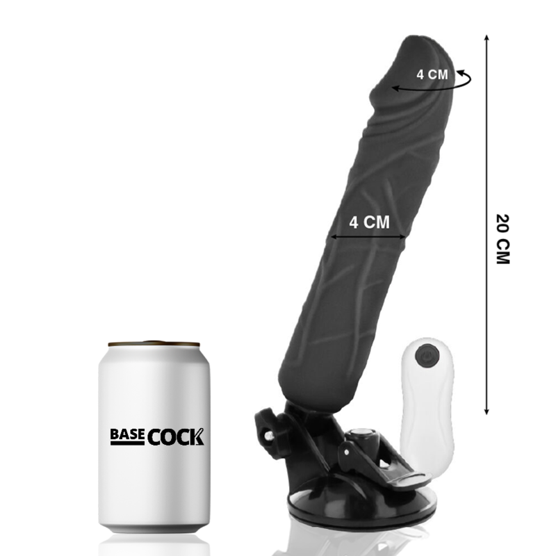 BASECOCK - VIBRATORE REALISTICO TELECOMANDO NERO 20 CM -O- 4 CM – Telecomando – foto 2