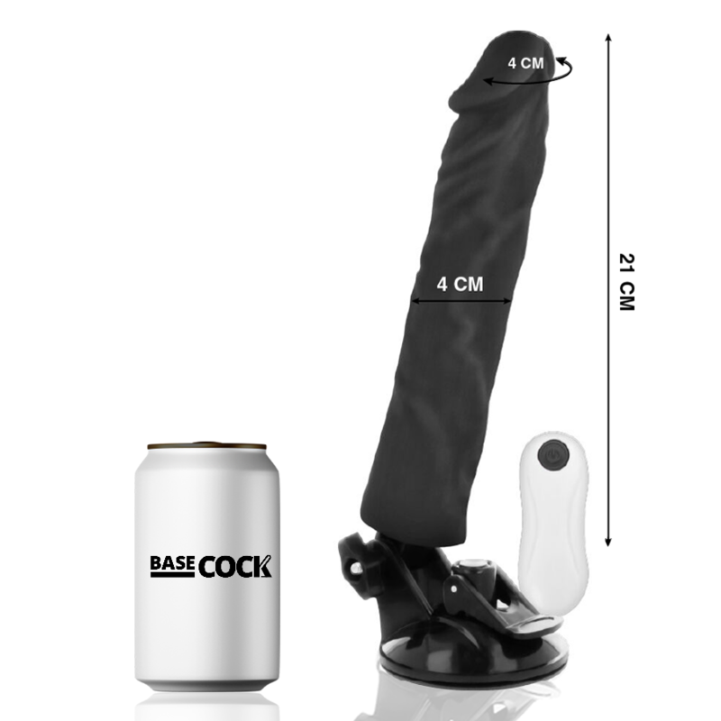BASECOCK - VIBRATORE REALISTICO TELECOMANDO NERO 21 CM -O- 4 CM – Telecomando – foto 2