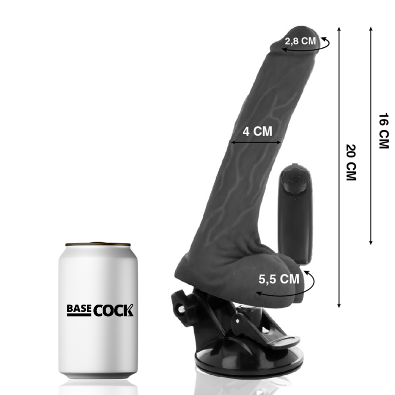 BASECOCK - VIBRATORE REALISTICO TELECOMANDO NERO CON TESTICOLI 20 CM -O- 4 CM – Telecomando – foto 2