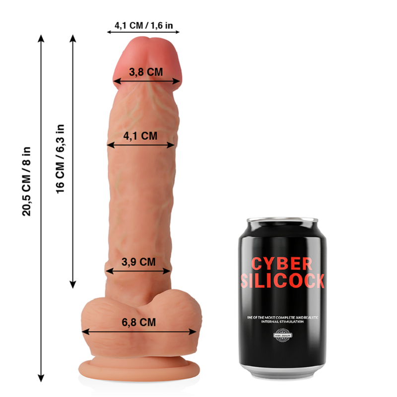 CYBER SILICOCK - DONG IN SILICONE LIQUIDO MORBIDO ULTRA REALISTICO 20.5 CM -O- 4.1 CM – Peni realistici