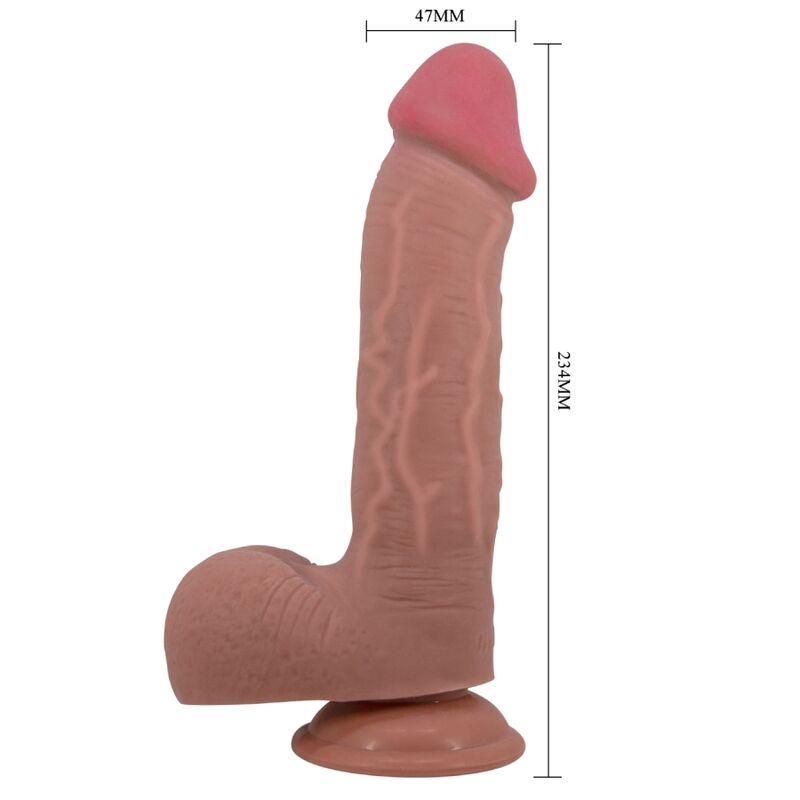 PRETTY LOVE - DILDO REALISTICO SLIDING SKIN SERIES CON VENTOSA SCORREVOLE DELLA PELLE MARRONE 23,4 CM – Falli senza vibrazioni – foto 4