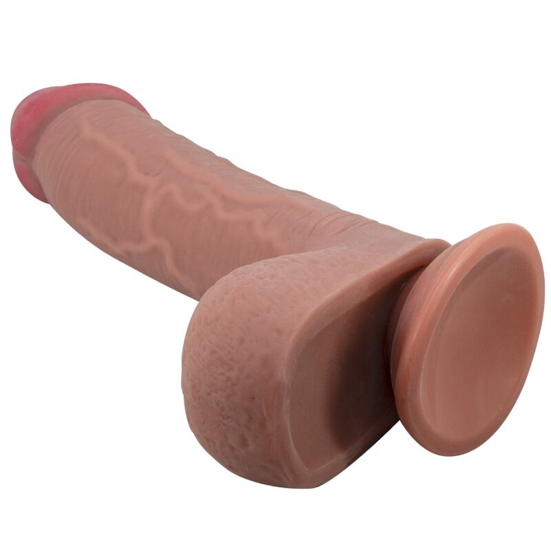PRETTY LOVE - DILDO REALISTICO SLIDING SKIN SERIES CON VENTOSA SCORREVOLE DELLA PELLE MARRONE 23,4 CM – Falli senza vibrazioni