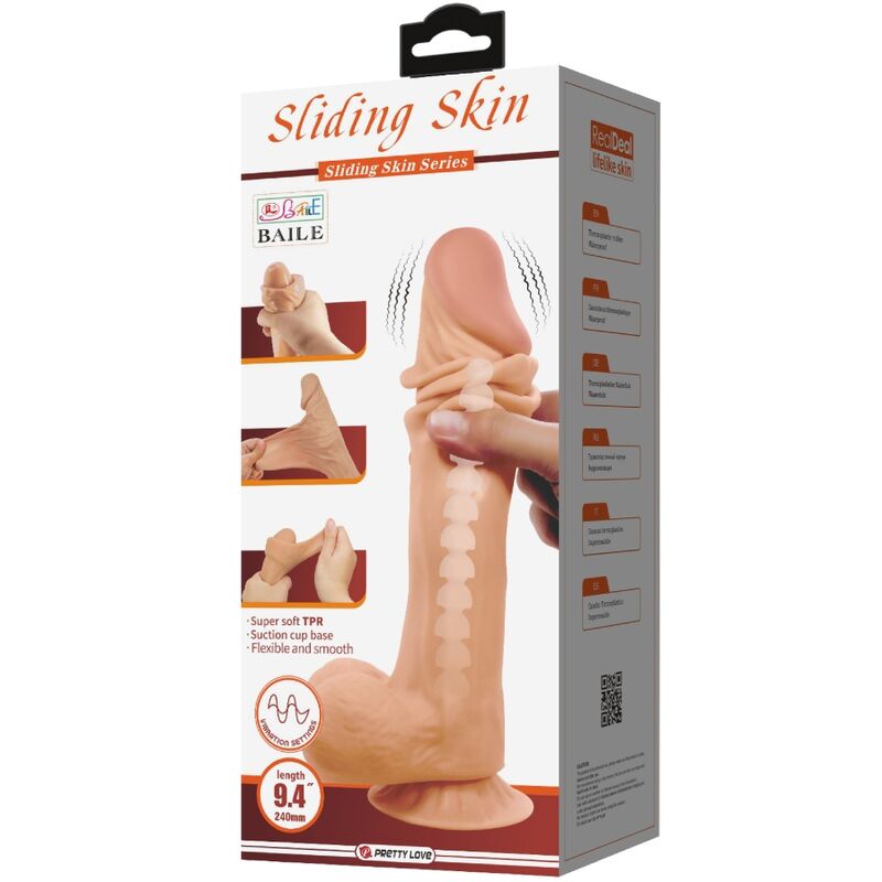 PRETTY LOVE - DILDO REALISTICO SLIDING SKIN SERIES CON VENTOSA SCORREVOLE DELLA PELLE CONTROLLO REMOTO FLESH 24 CM – Falli senza vibrazioni – foto 2