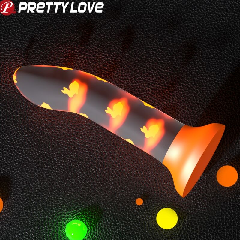 PRETTY LOVE - DILDO MAGICO NIGHTFALL SENZA VIBRAZIONI ARANCIO LUMINOSO – Falli senza vibrazioni – foto 3