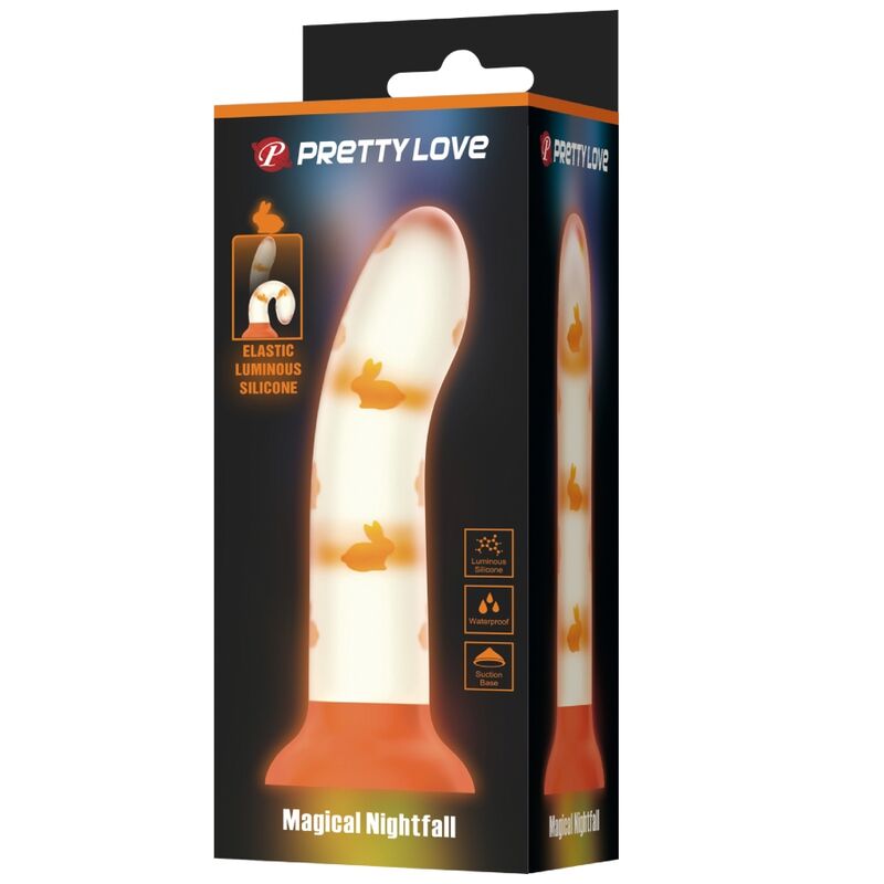 PRETTY LOVE - DILDO MAGICO NIGHTFALL SENZA VIBRAZIONI ARANCIO LUMINOSO – Falli senza vibrazioni – foto 4