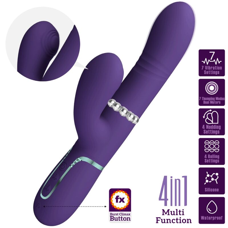 PRETTY LOVE - VIBRATORE MULTIFUNZIONE G-SPOT VIOLA – Vibratori di coniglio – foto 3