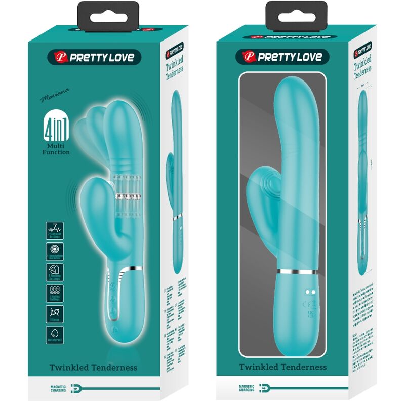 PRETTY LOVE - VIBRATORE MULTIFUNZIONE G-SPOT VERDE ACQUA – Vibratori di coniglio – foto 4