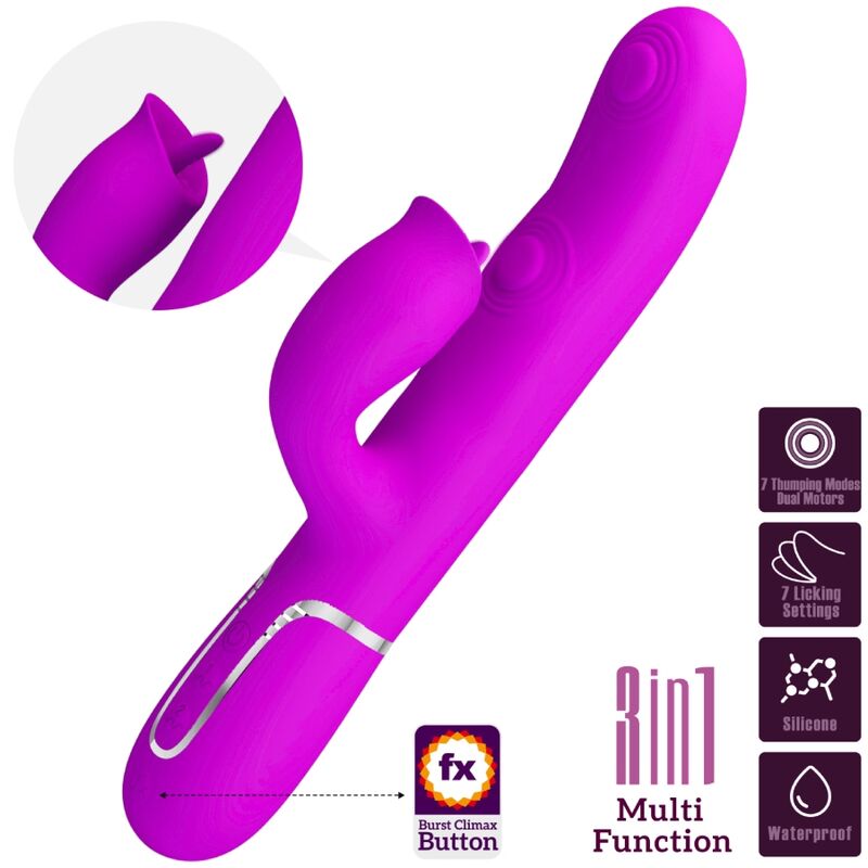 PRETTY LOVE - VIBRATORE CONIGLIO CON LICING FUCSIA – Vibratori di coniglio – foto 3