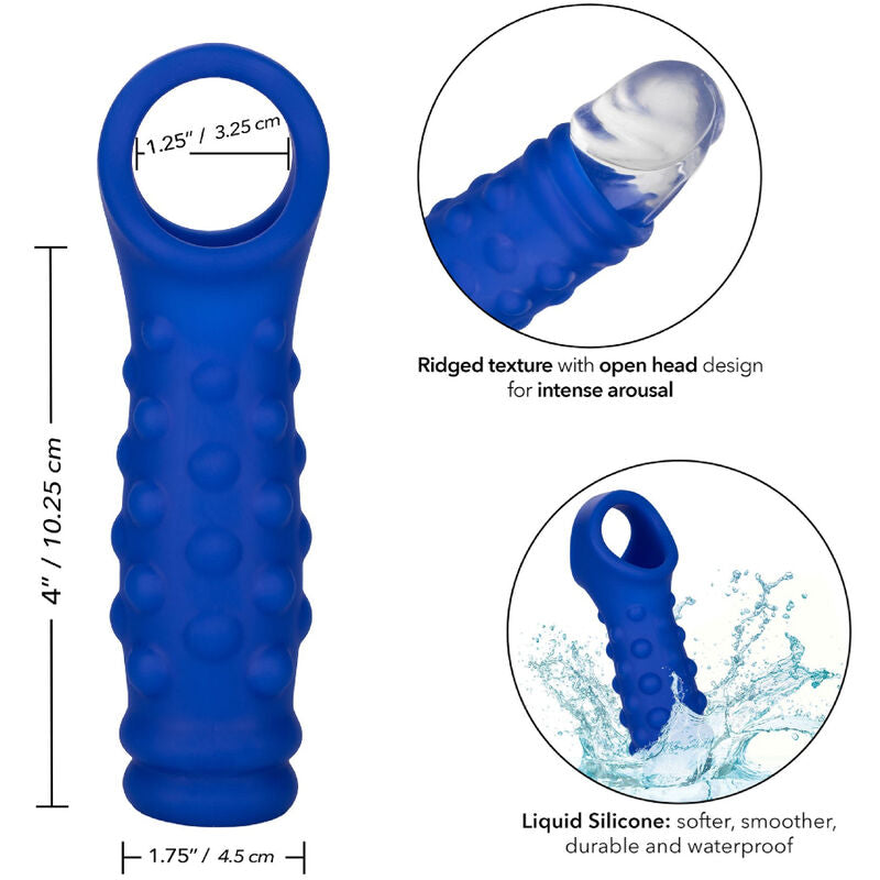 CALEXOTICS - ADMIRAL COPERTURA PER PENE CON PERLINE IN SILICONE LIQUIDO BLU – Manicotti per pene senza estensione – foto 4