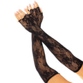 LEG AVENUE - GUANTI SENZA DITA IN RETE FLOREALE NERO – Guanti di biancheria intima